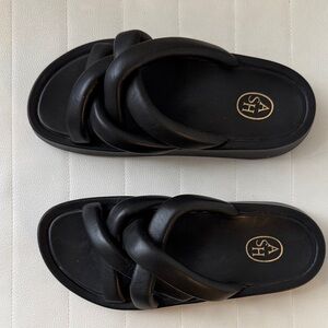 Ash Kids Black Braided Slide Sandals